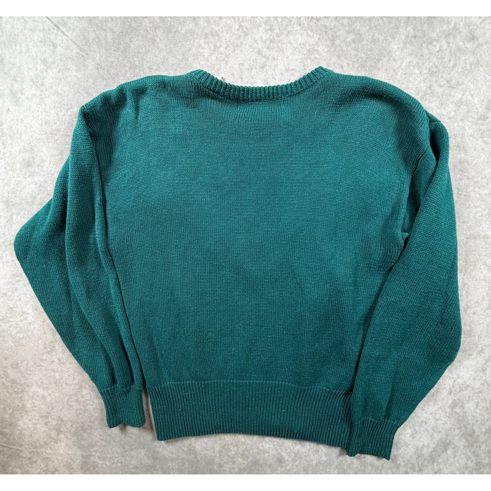 Evan Davies Vintage Womens Small Sweater Ramie Cotton Teal Western Applique - Picture 2 of 9